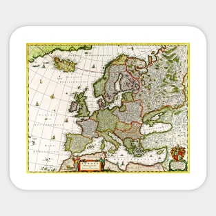 Nicolas Visscher - Europe Map 1660 - Ancient Worlds Sticker